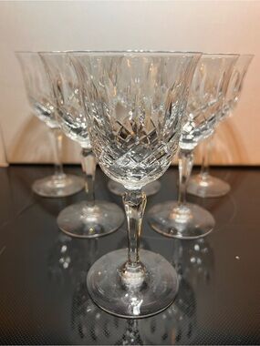 Tiffin-Franciscan Elyse set of 6 Crystal Cut Wine Glasses - Clear Stemware Set